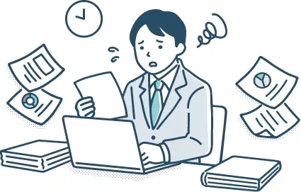 忙しいビジネスマンのイラスト