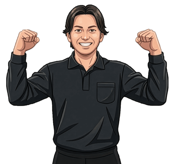 クリップボードを持つ作業服の男性スタッフ
